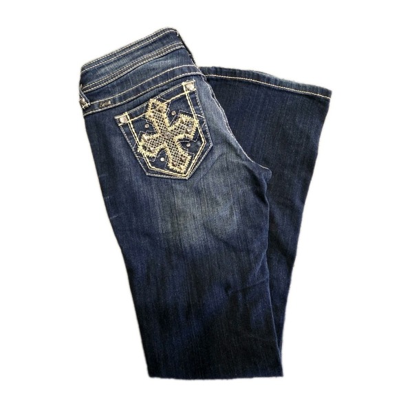 Ariat Ruby Denim Jeans Women 26x30 Thick Stitch Embellished Western Boot Cut - Picture 15 of 15